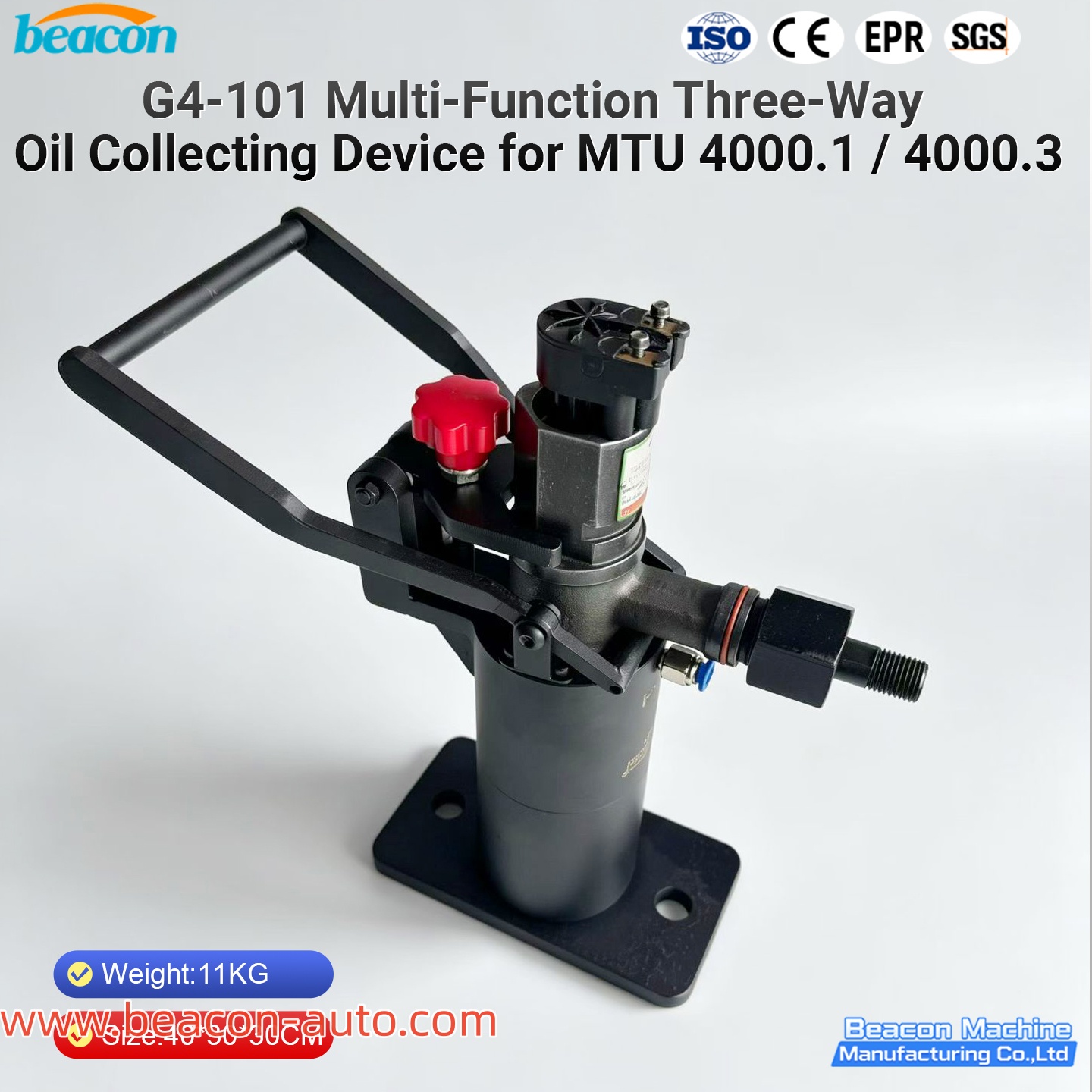 Dispositivo multifuncional de tres vías para la recolección de aceite de inyectores MTU 4000.1 y MTU 4000.3 (modelo G4-101)
