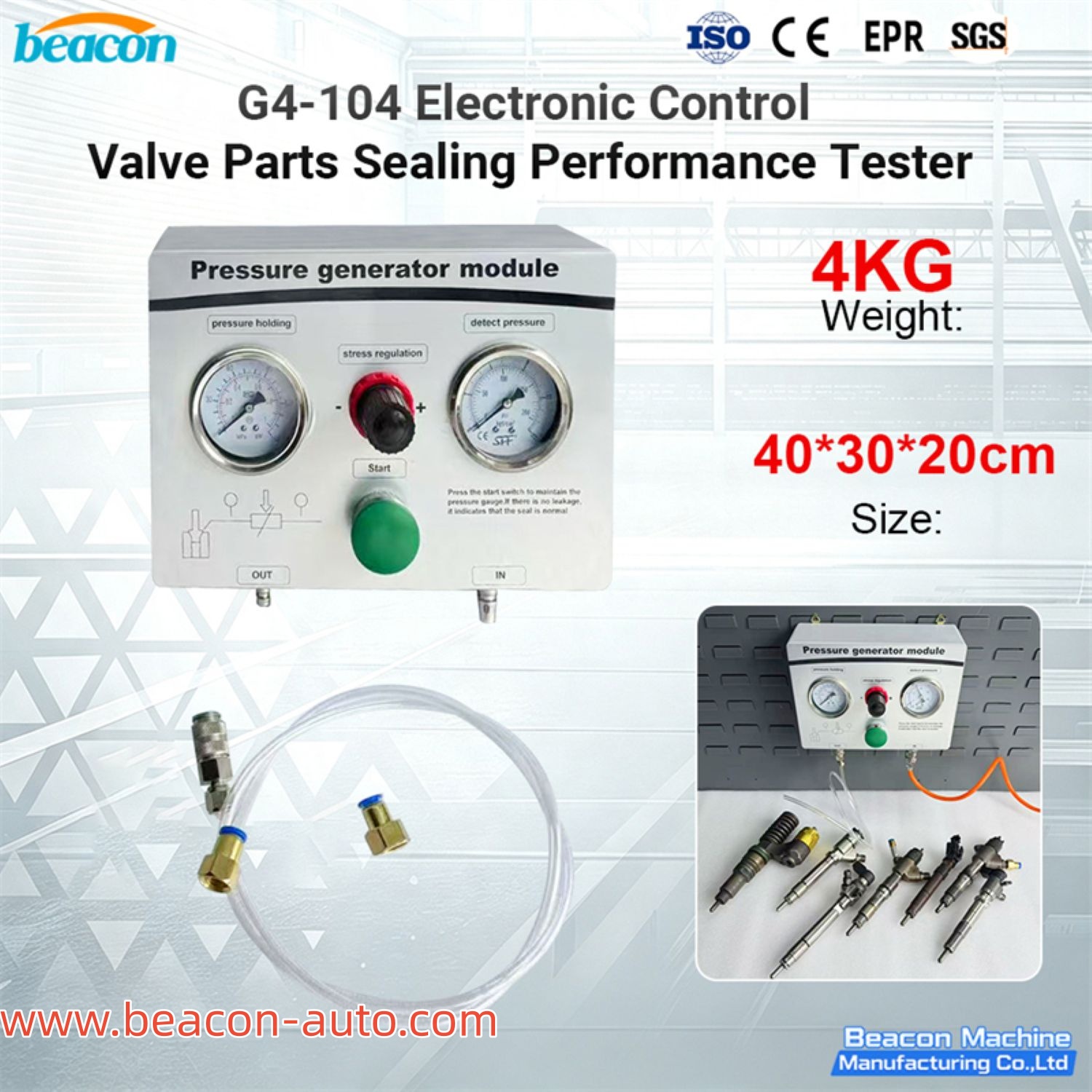 Probador de rendimiento de sellado de componentes de válvulas de control electrónico G4-104