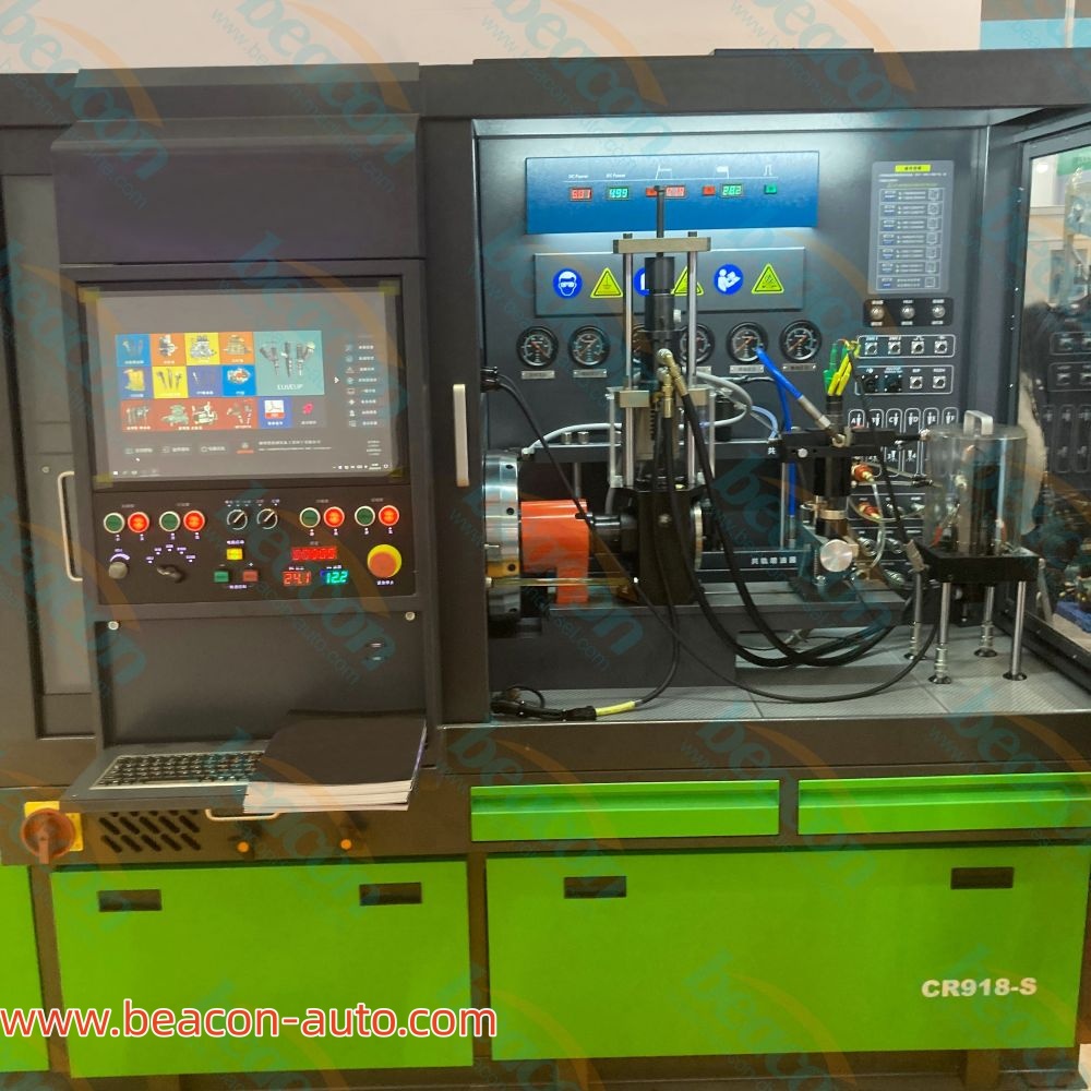 Vista frontal del banco de pruebas de bomba de inyección de combustible diésel Common Rail CR918-S